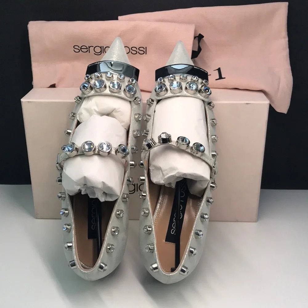 Sergio Rossi Silver Embellished Women's Shoes